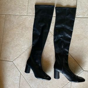 Zara black thigh high stretchy boots